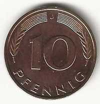 10 Pfennig de 1994 J, Alemanha Ocidental
