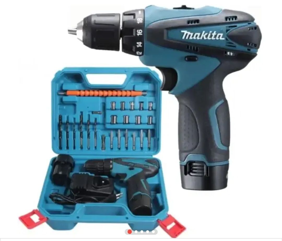 Акумуляторний шурупокрут 12 V з набором Makita DF330DWE, набір біт і з