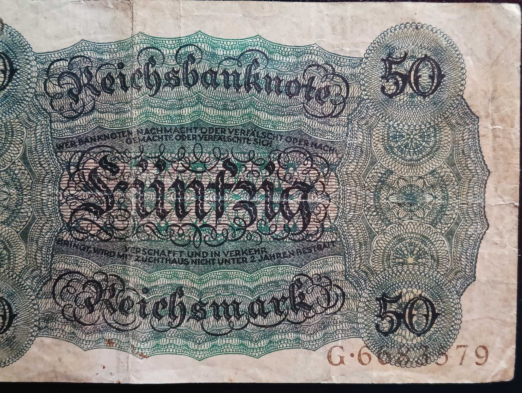 Banknot Funfzig ReichMark 1924r. Kolekcjonerski