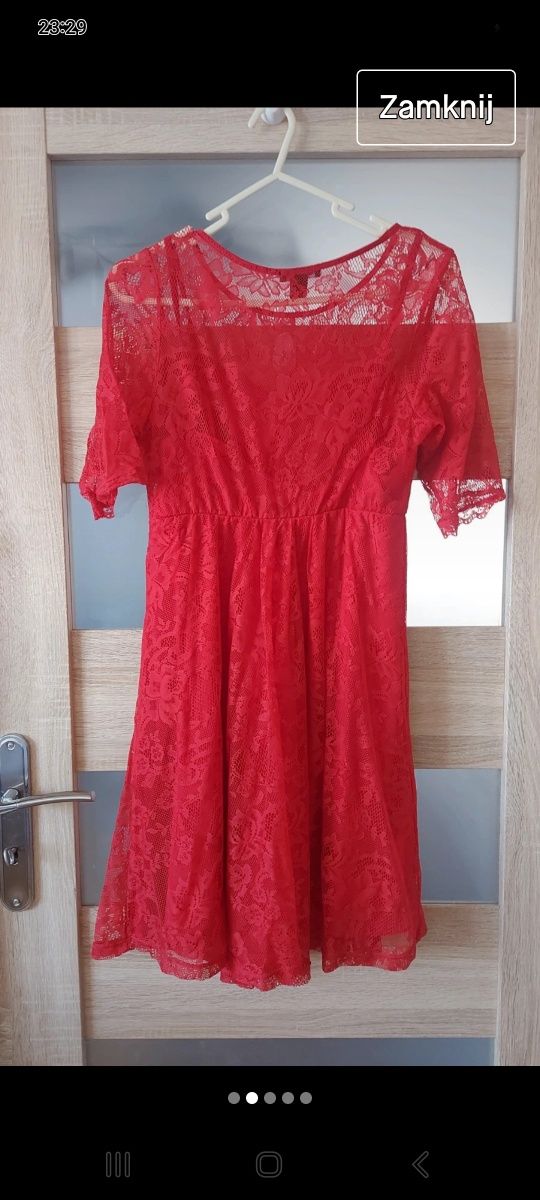 Czerwona  sukienka koronkowa  damska