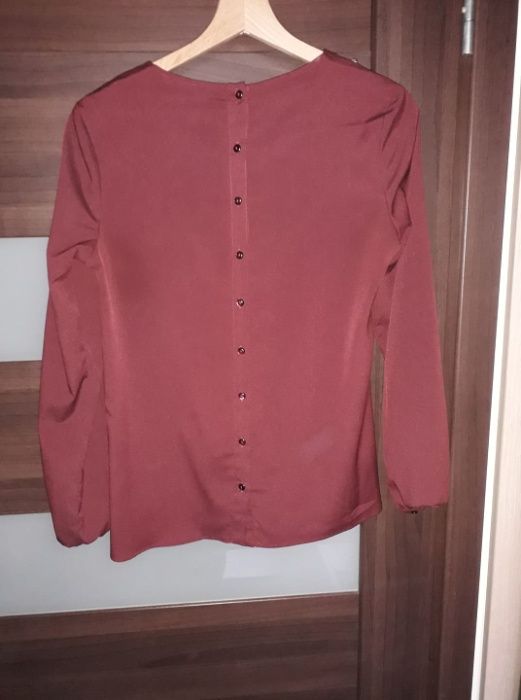 Bordowa koszula MOHITO 38 bluzka kołnierzyk złoty