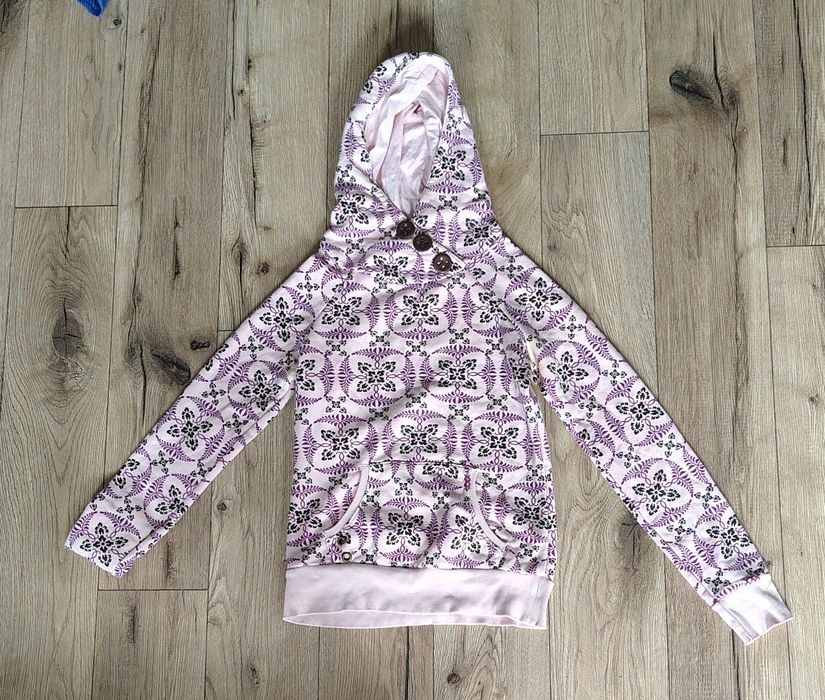 Bluza z kapturem damska różowa we wzorki S