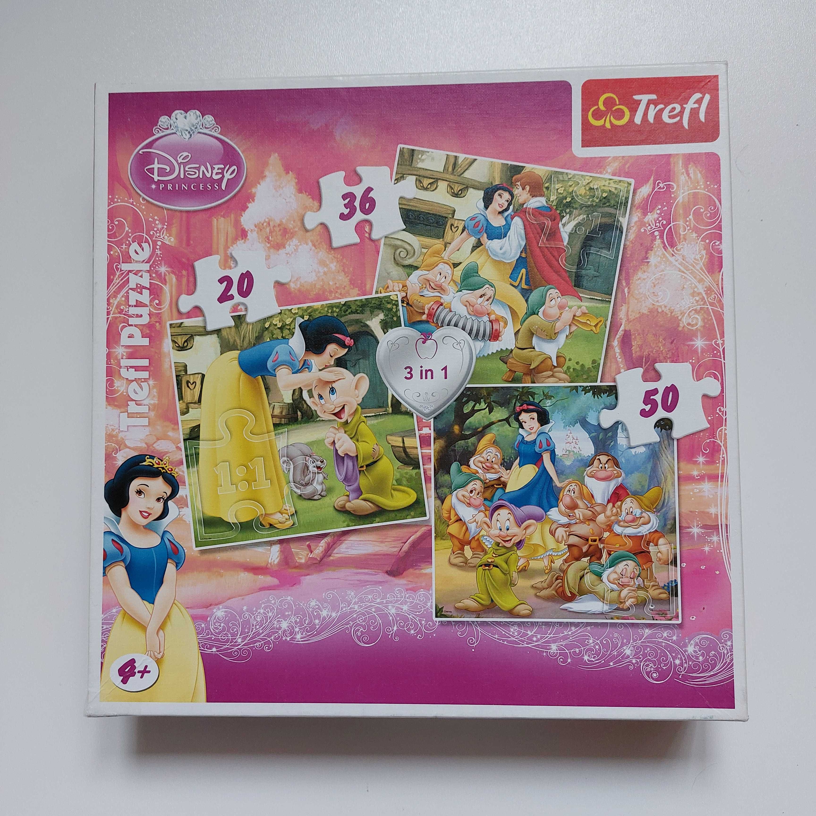 Trefl Zestaw 3 puzzli z serii Disney Królewna Śnieżka i 7 krasnoludków