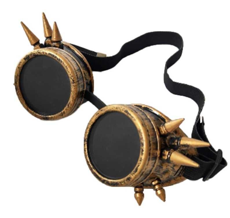 Okulary Steampunk z kolcami / antyczne złoto Nowe Halloween