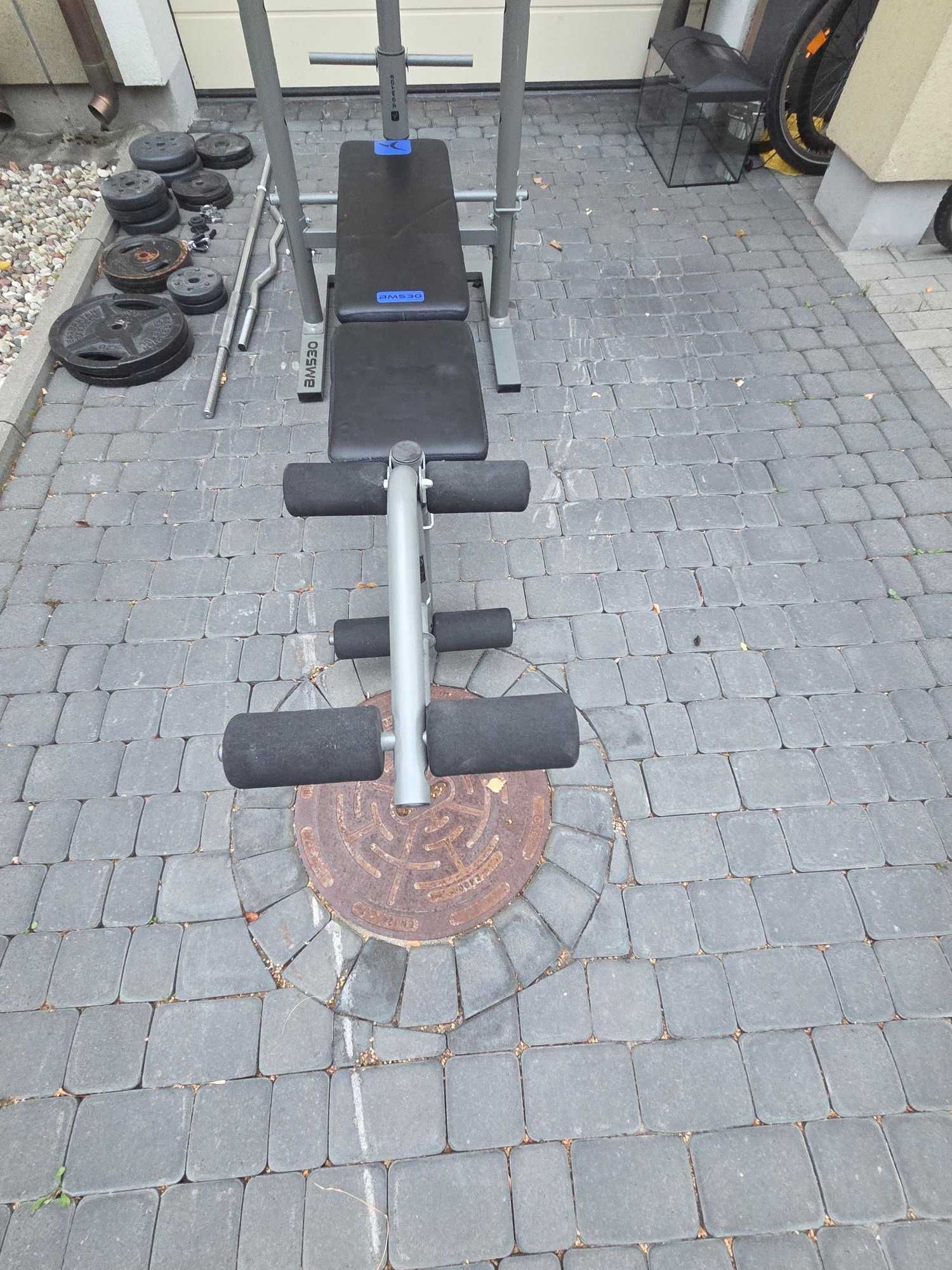 Ławeczka DOMYOS BM530 + Gryf prosty + gryf łamany + obciążenia