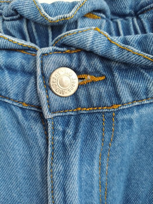 Calças de ganga azul com folhos na cintura - MO Jeans - Tamanho 38/40