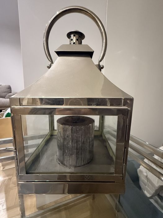 Lamparina em inox com vela