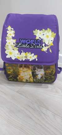 Plecak szkolny kotki fioletowy