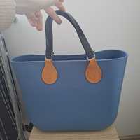 O bag Mini oryginalna niebieska skórzane rączki kuferek torba do ręki
