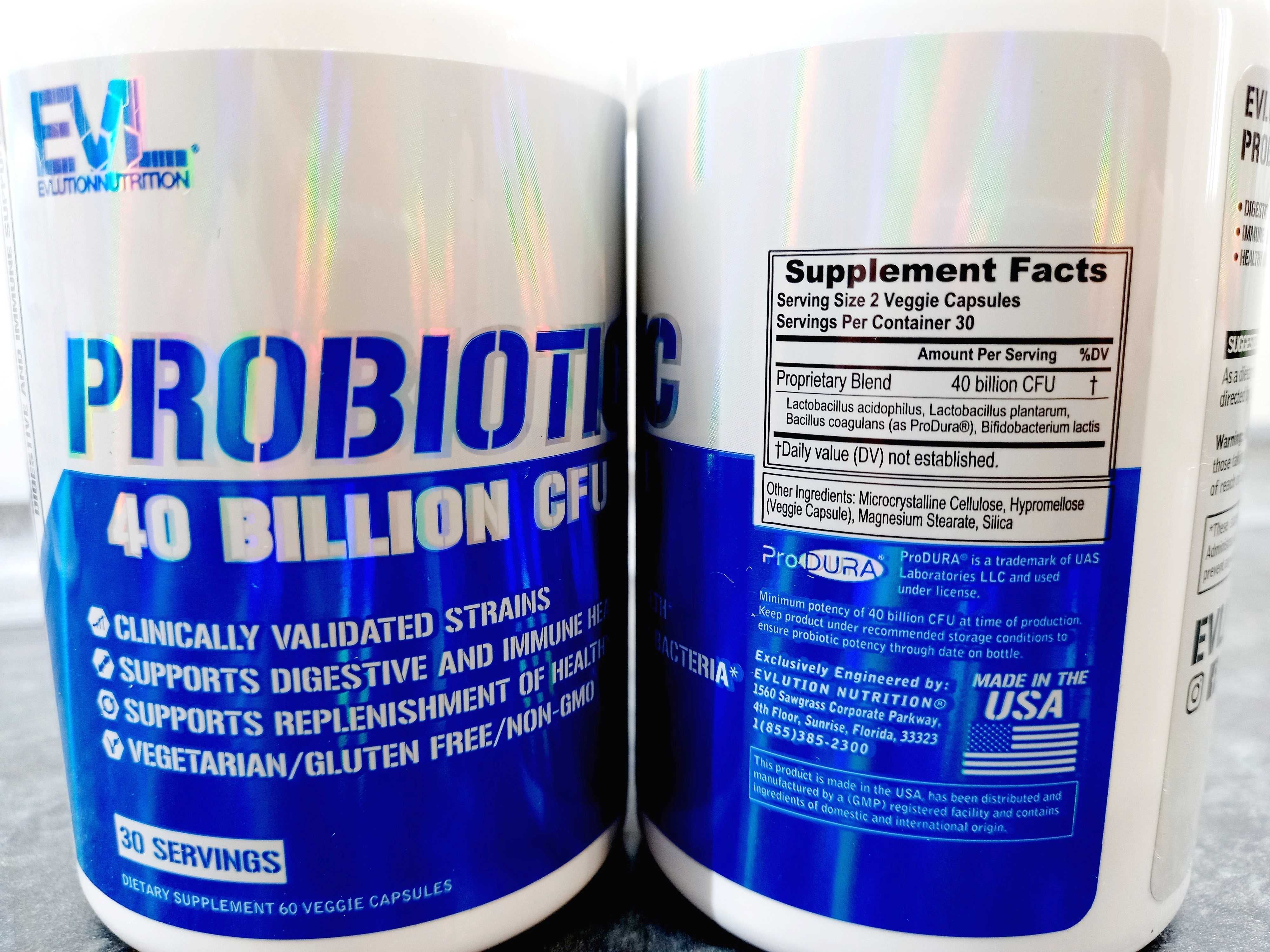 EVL Nutrition, Probiotic 40 Billion CFU (60 капс.), пробиотики