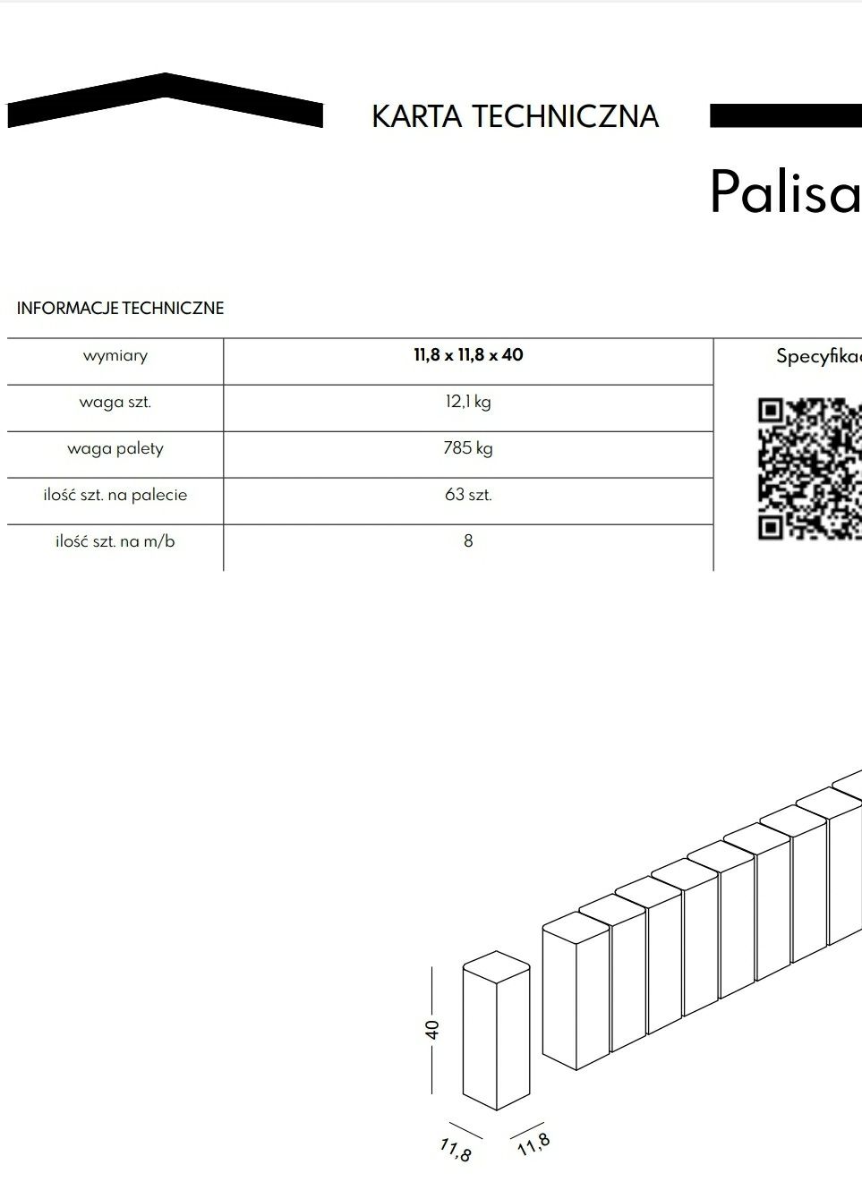 Palisada kwadratowa Kost-Bet grafit