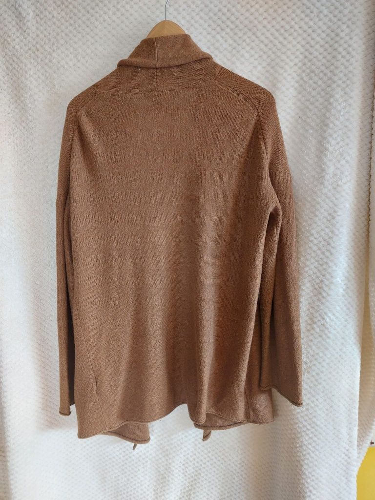 Długi sweter, kardigan w kolorze czekolady. H&M. Rozmiar M/oversize
