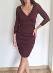 sukienka bordowa midi bodycon v-neck kopertowa marszczona 36 S Nlyone