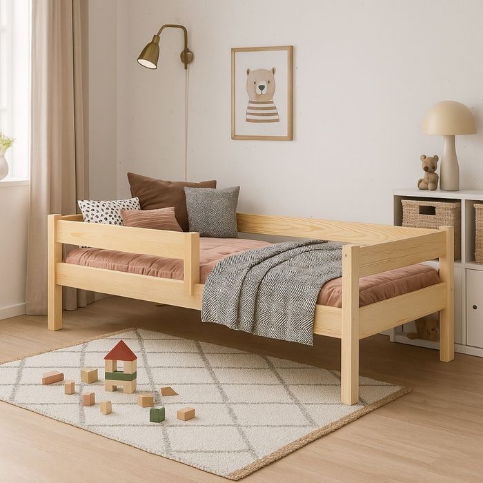 Łóżko dla dziecka z barierką łóżko dziecięce łóżeczko drewniane