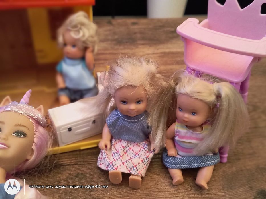 Zestaw lalki Barbie dzieci + rozkładany domek Maszy + jednorożec