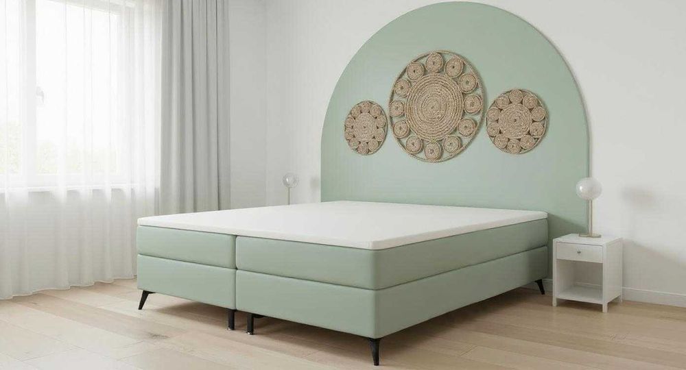 Łóżko kontynentalne MyBed 160x200 w kolorze pistacjowym