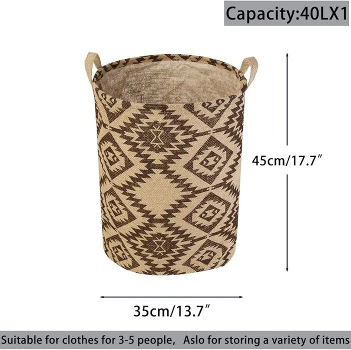 Kosz na pranie lessmo 45cm składany bawełna len 40l