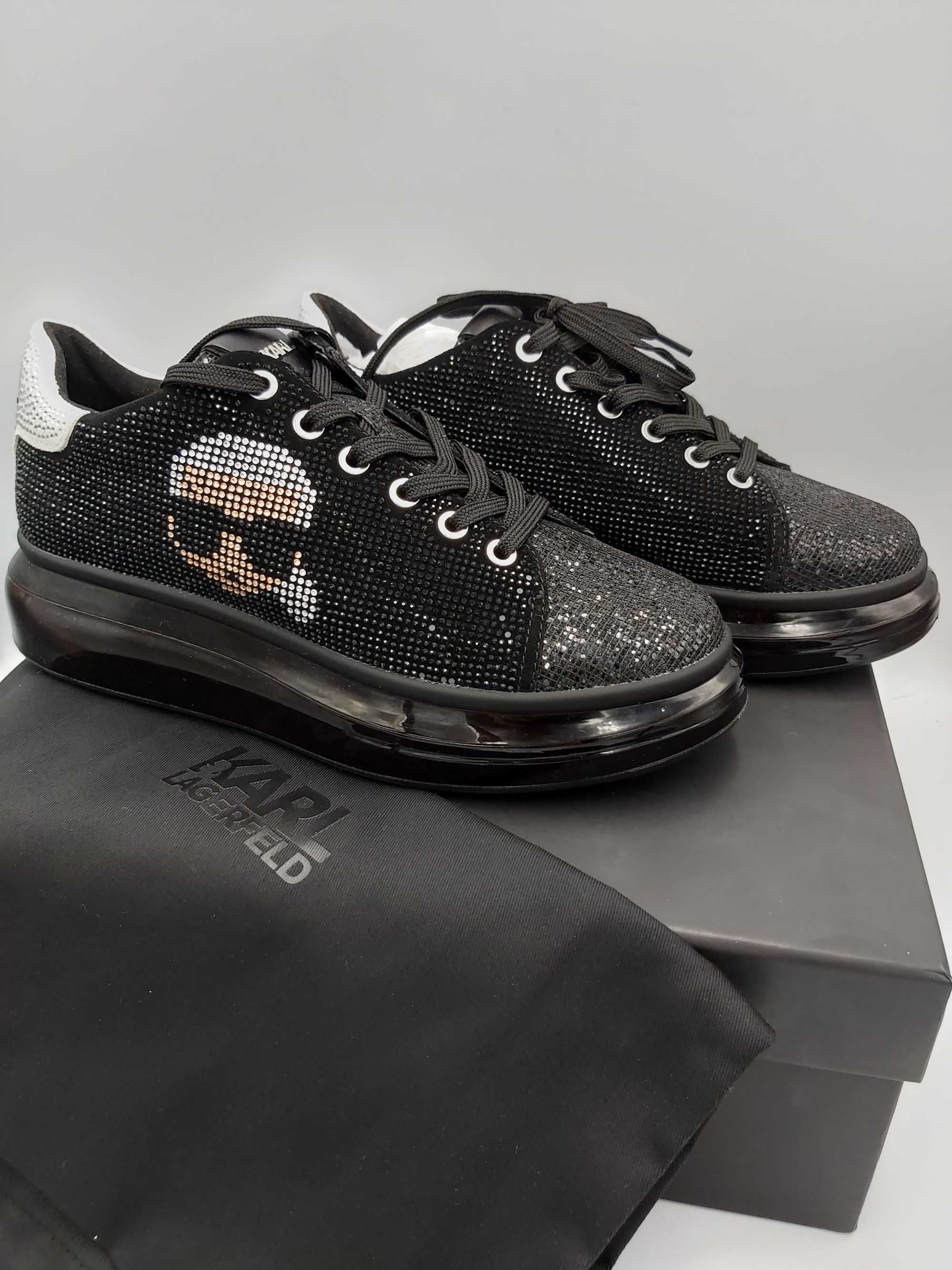 Nowe buty sneakersy KARL LAGERFELD czarbe cekiny 40 trampki1