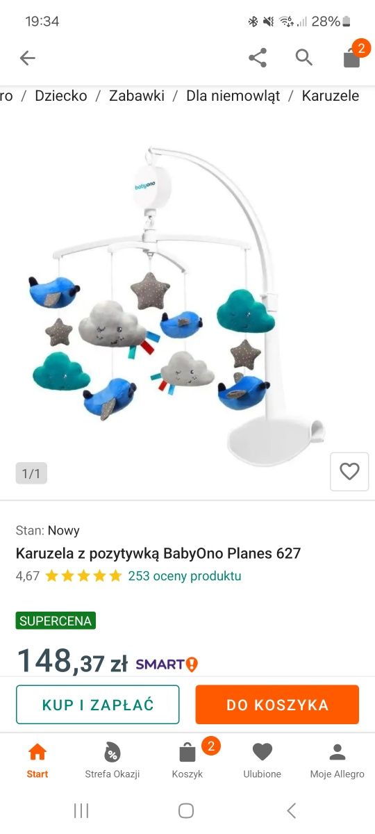 Karuzela do łóżeczka babyono