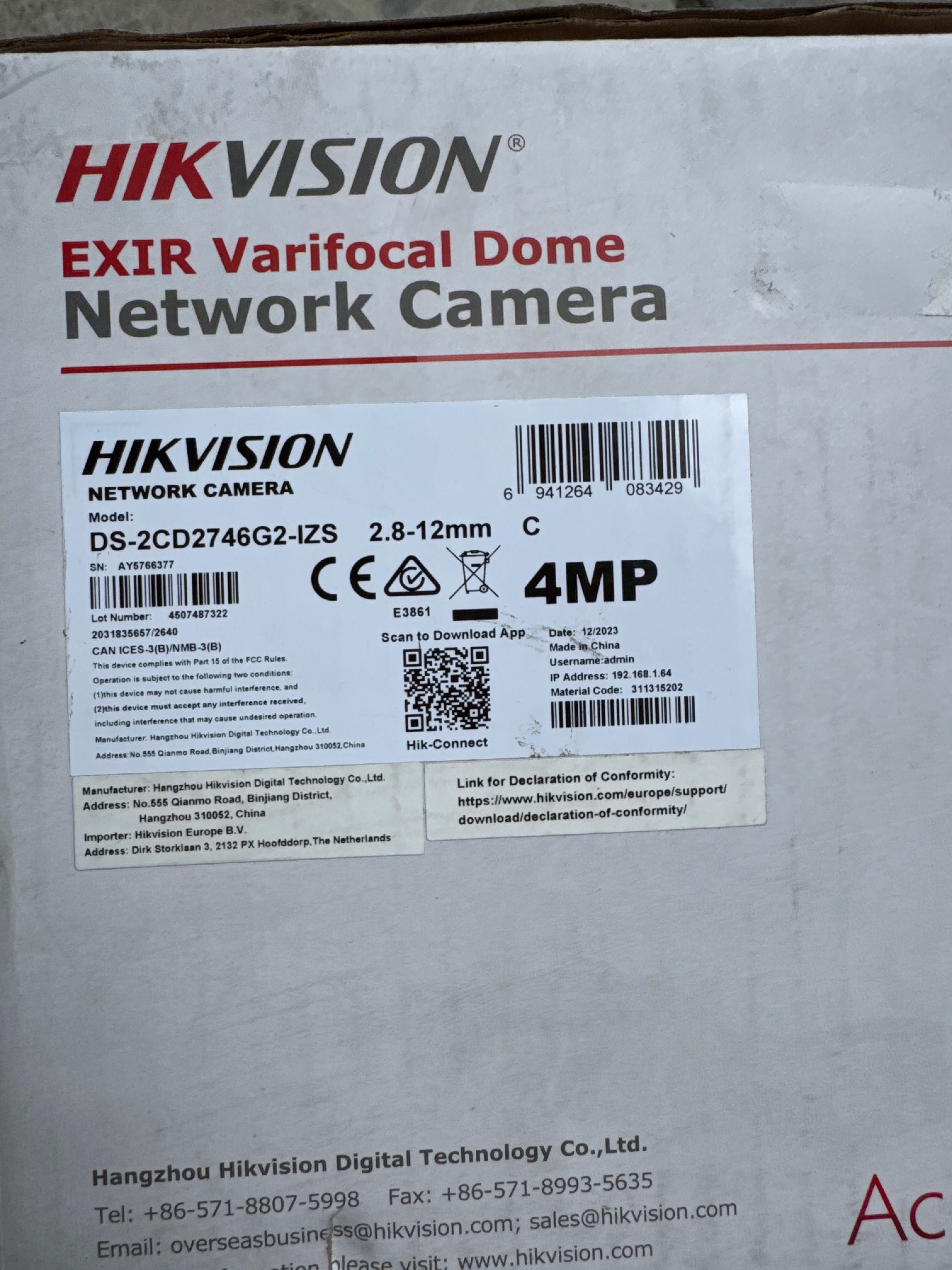 Hikvision 2,8-12mm, 4 Mpix