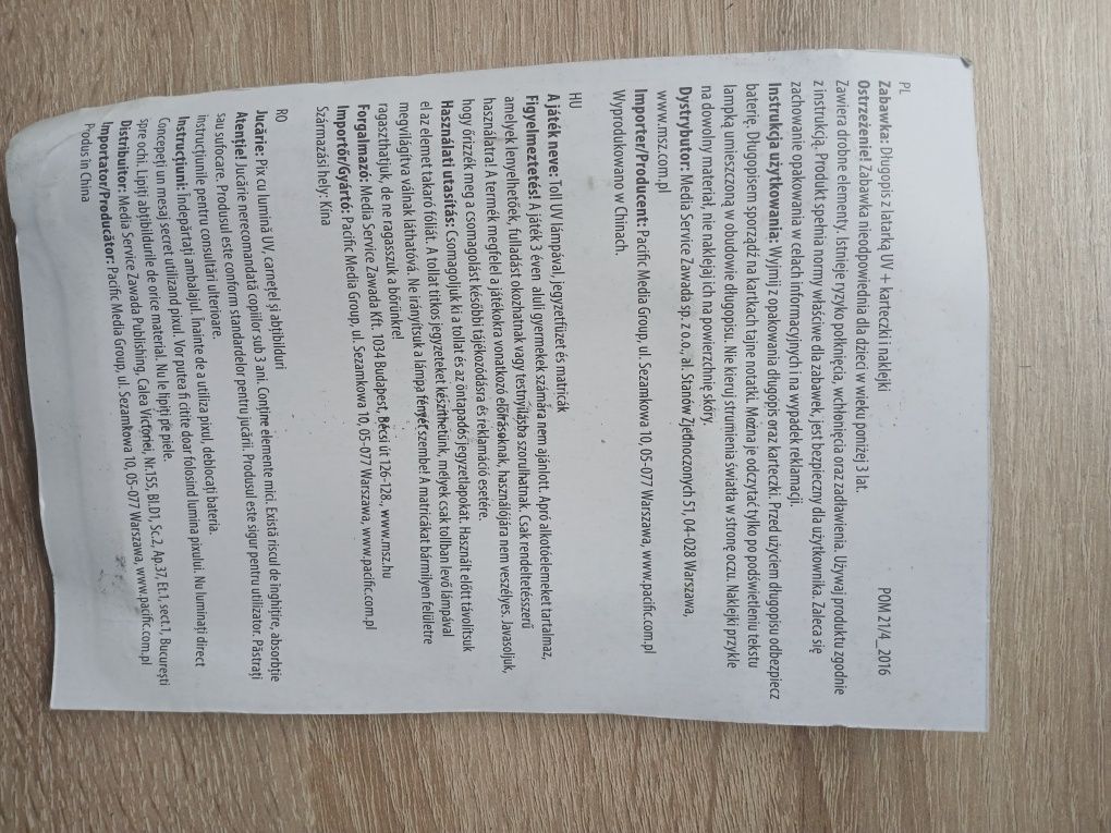 Długopis z latarką UV kartki naklejki Pingwiny z Madagaskaru
Nowe