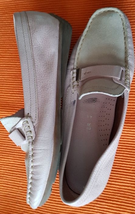 Brazylia, Mokasyny 37/38 (r. 4,5) skora, pudrowy róż, Made in Brasil