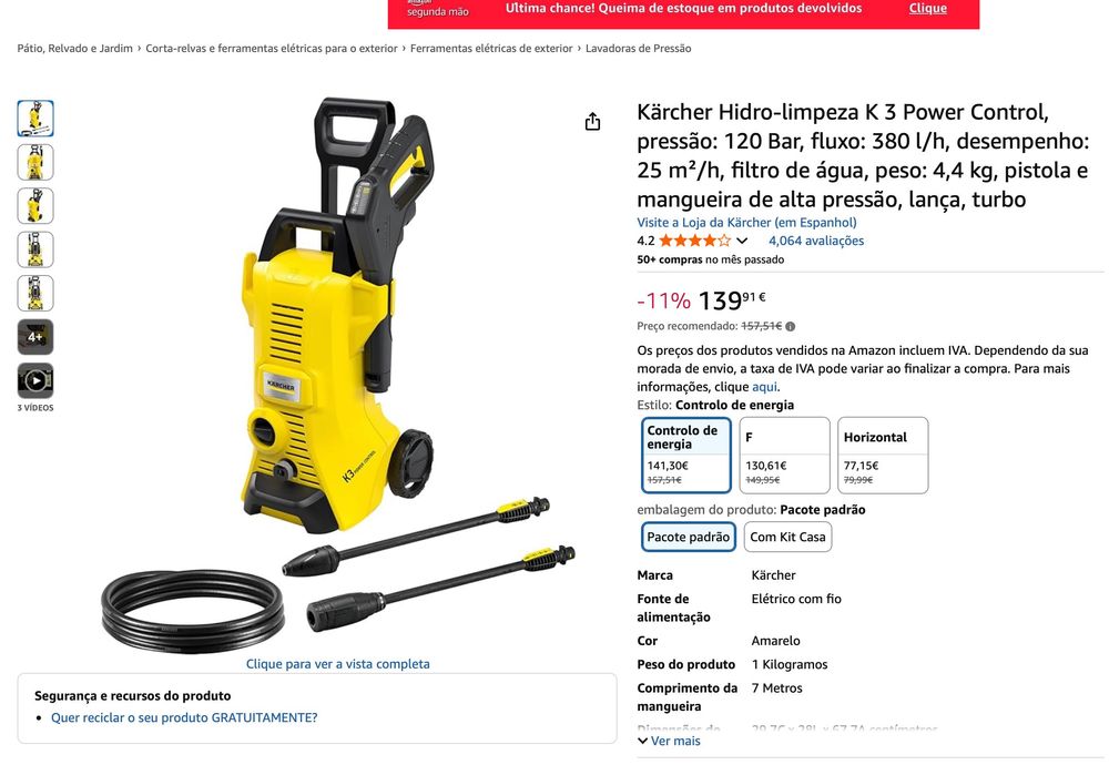 Lavadora de Alta pressão Karcher K3