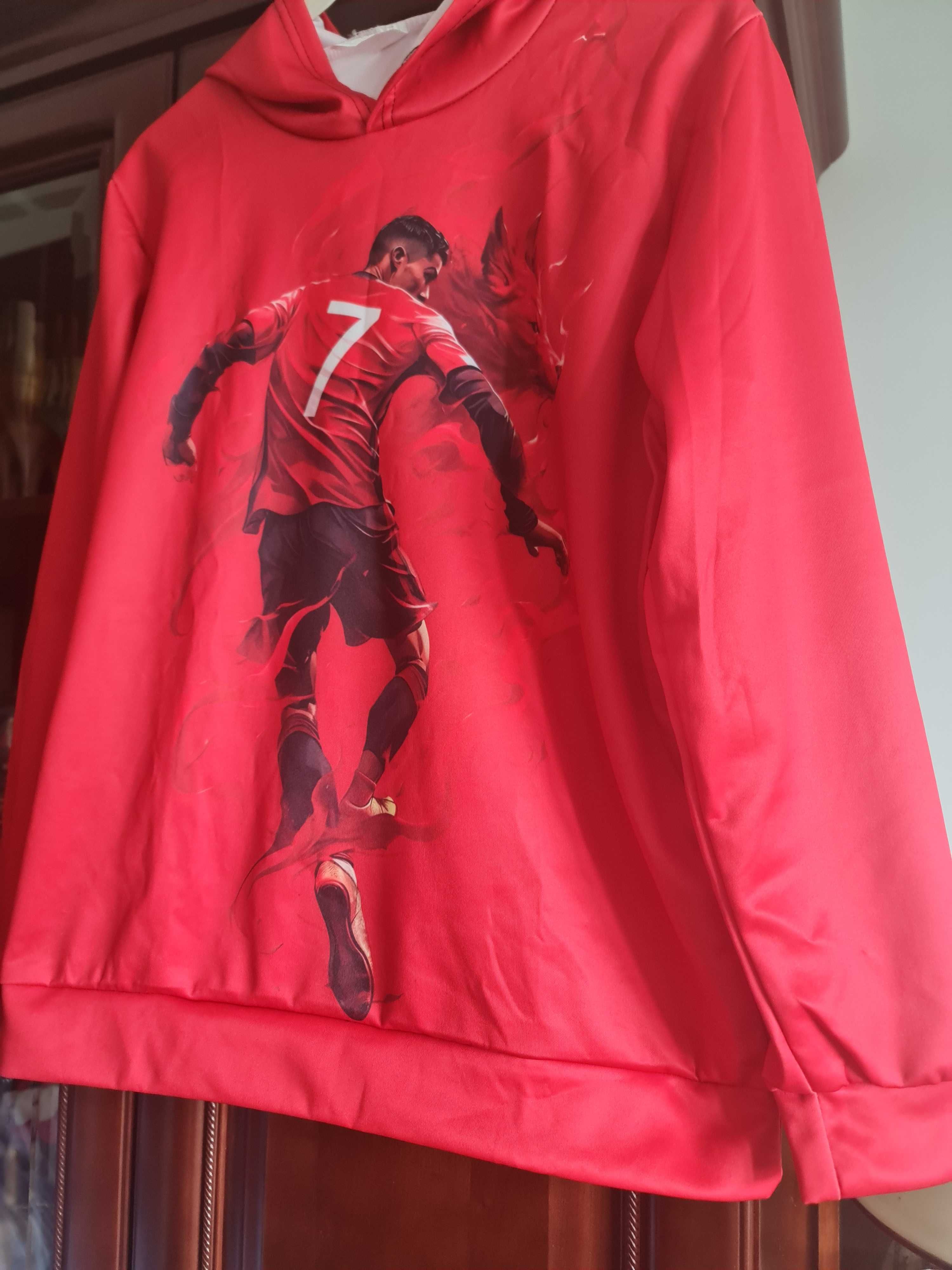 Bluza z kapturem 152/158. Chłopięca . Nadruk -znany piłkarz Ronaldo