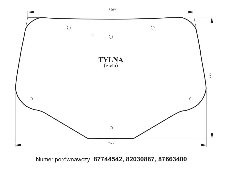 szyba tylna New Holland T 6010, 6020, 6030, 6040, 6050, 6060 ACX519