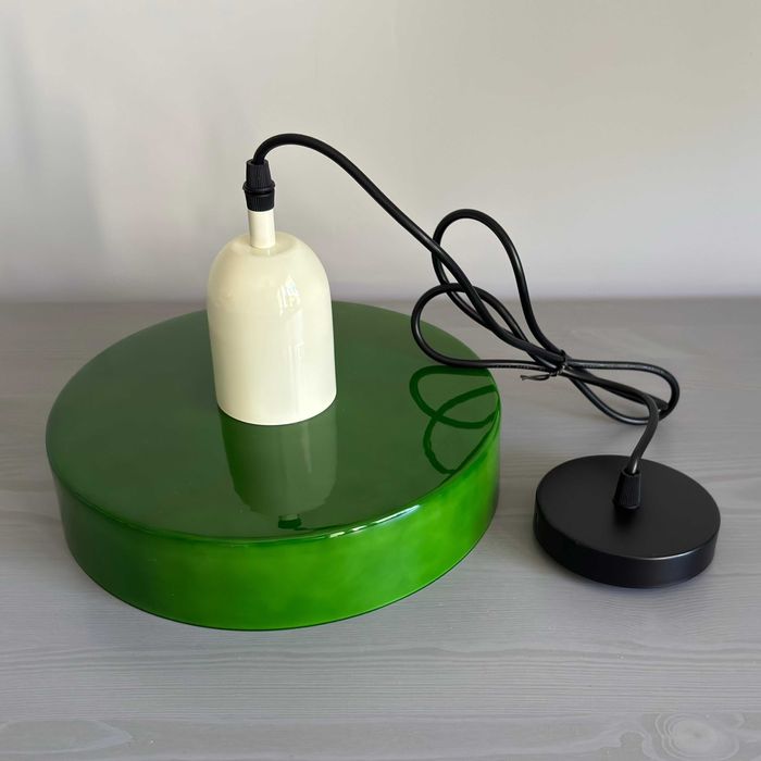 Lampa wisząca RETRO vintage biało zielona - salon, sypialnia