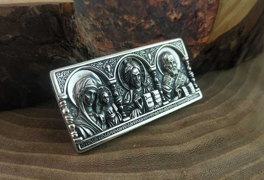 Серебряная икона водителя, оберег с молитвой. Срібний оберіг водія