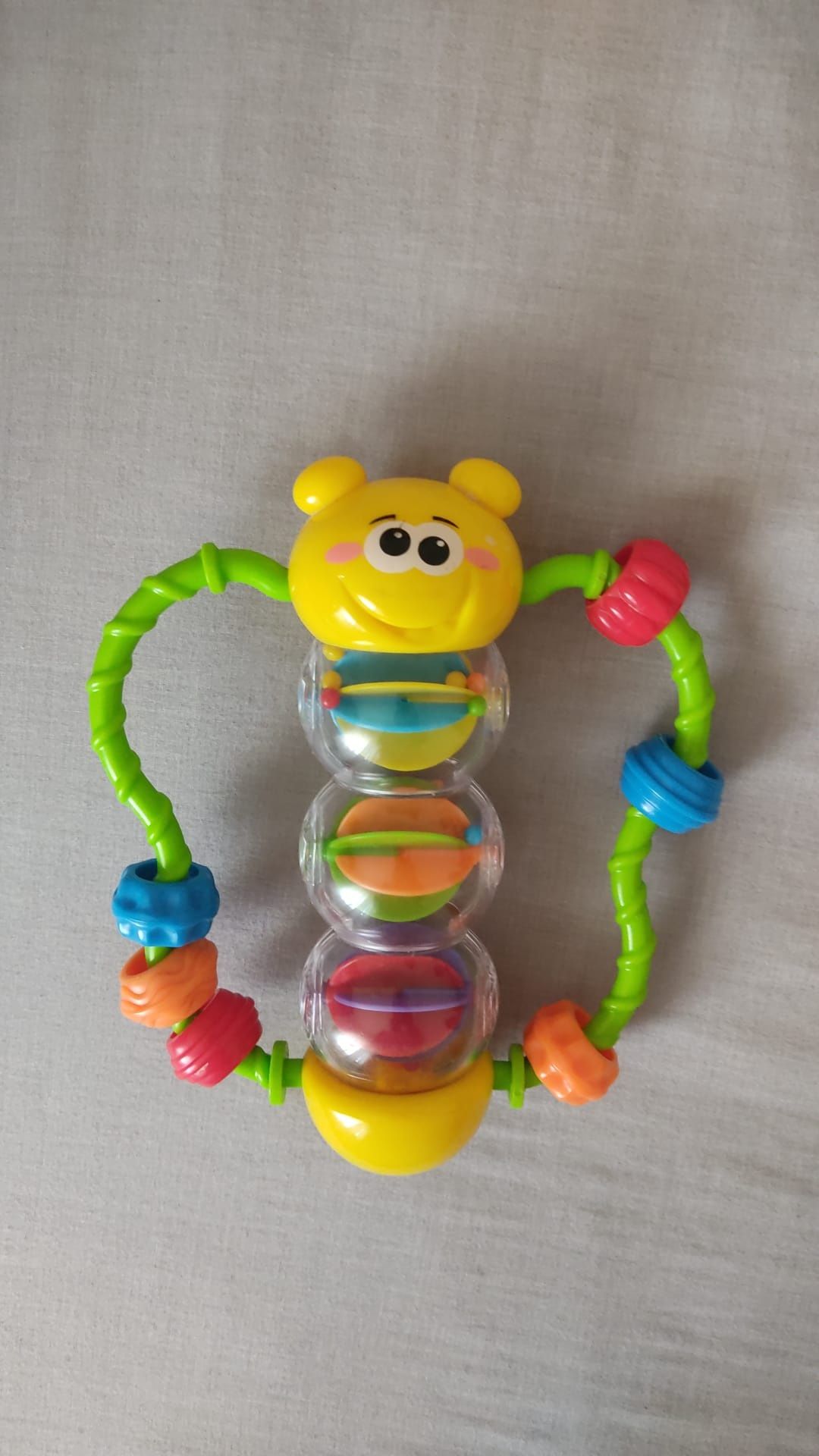 Brinquedo, chocalho, lagarta sensorial bebe