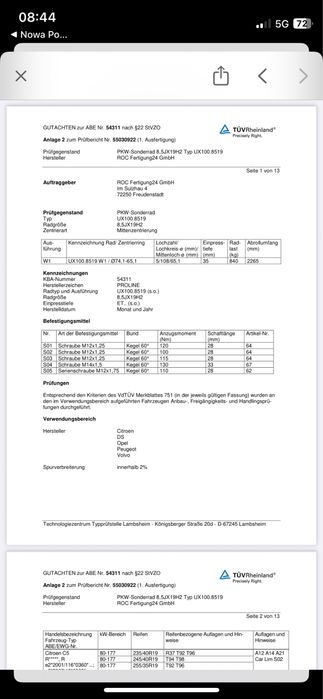 Nowe Felgi Alufelgi 5x112 19” 8.5j ET37 66,6 PROLINE A611 GERMANY