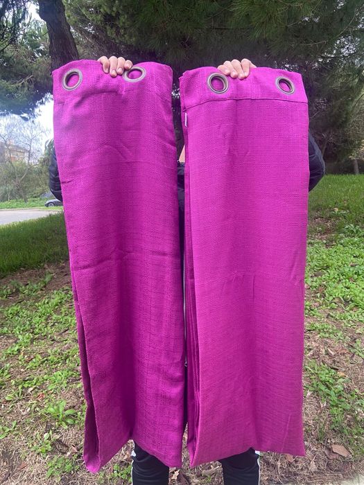 2 Cortinados de argolas - 230×140 Beringela