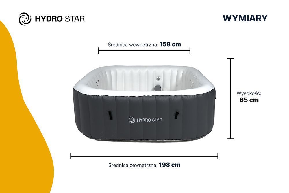 HYDRO STAR spa ogrodowe jacuzzi basen MALAGA SZARY kwadratowy