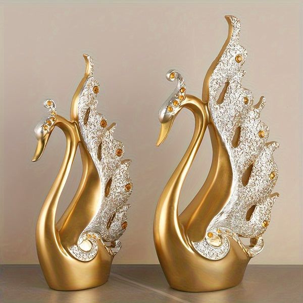 2 pares, Estátua de Cisne Moderna Artesanal, Para Decoração de Esta