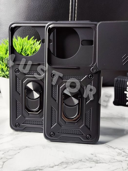 Чехол на Xiaomi Poco F7 Pro Ultra противоударный с кольцом со шторкой