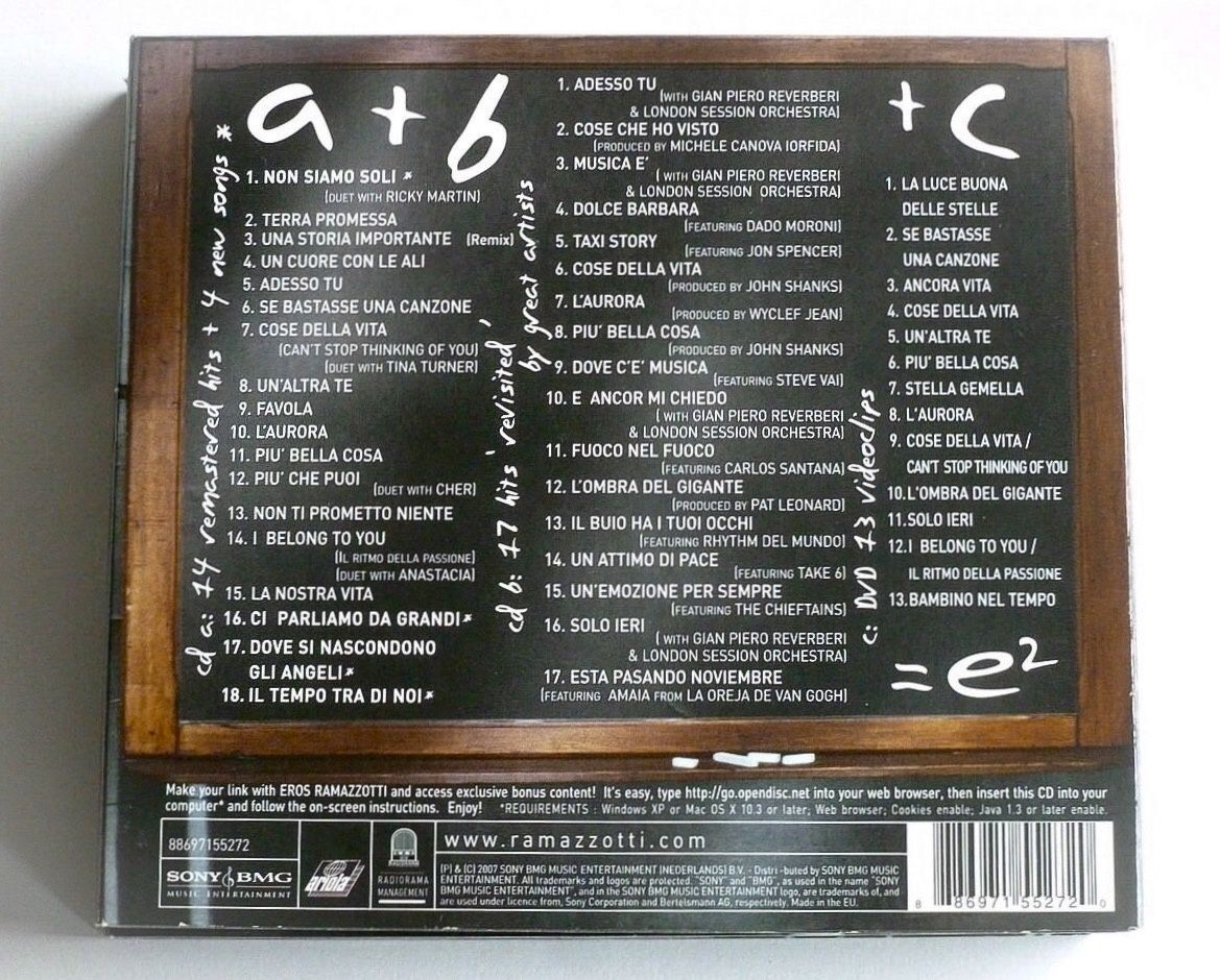CD Álbum EROS RAMAZZOTTI e² - especial edição limitada (2 CDs + DVD)