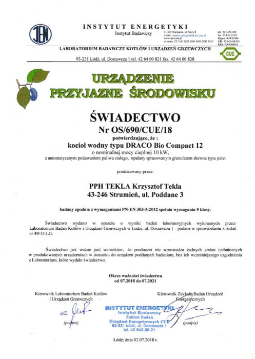 Kocioł na pellet Tekla Draco Bio Compact 12 - 5klasa - Ecodesign
