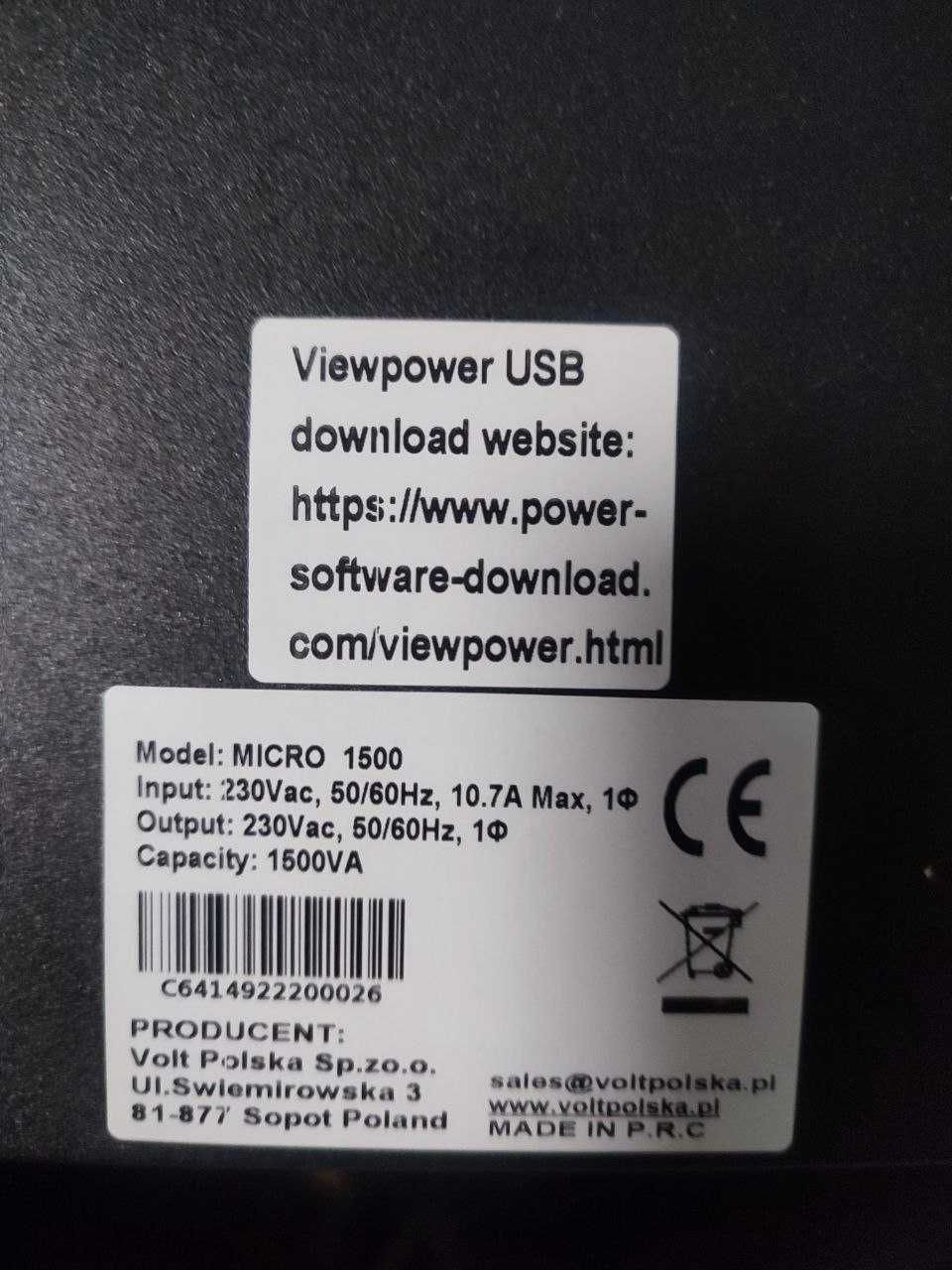 Джерело безперебійного живлення ДБЖ UPS - VOLT MICRO 1500VA 900W 2x9Ah