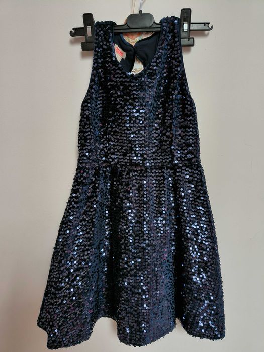 Sukienka brokatowa granatowa dziewczęca