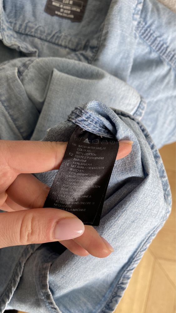 H&M męska koszula denimowa M 38 bawełna 100% kurtka jeans