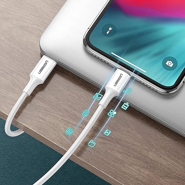 Ugreen kabel przewód Usb Typ C - Lightning Mfi 1m 3a 18w biały