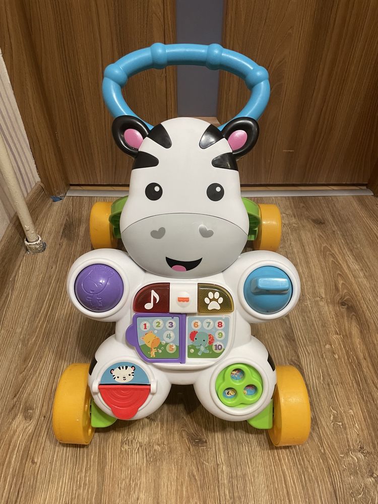 Interaktywny chodzik fisher price zebra + bezrekawnik