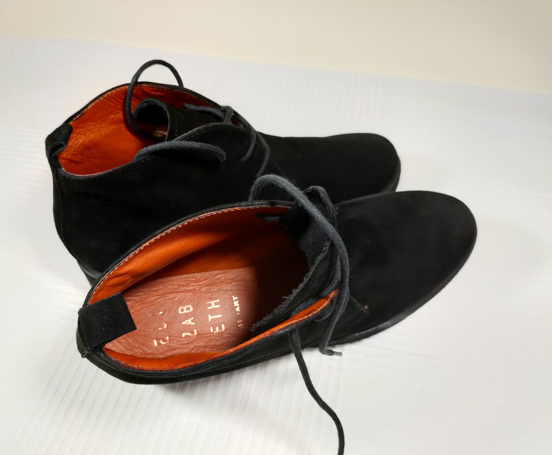 Buty botki Elizabeth Stuart skórzane sznurowane czarne  37 24cm 24,5cm