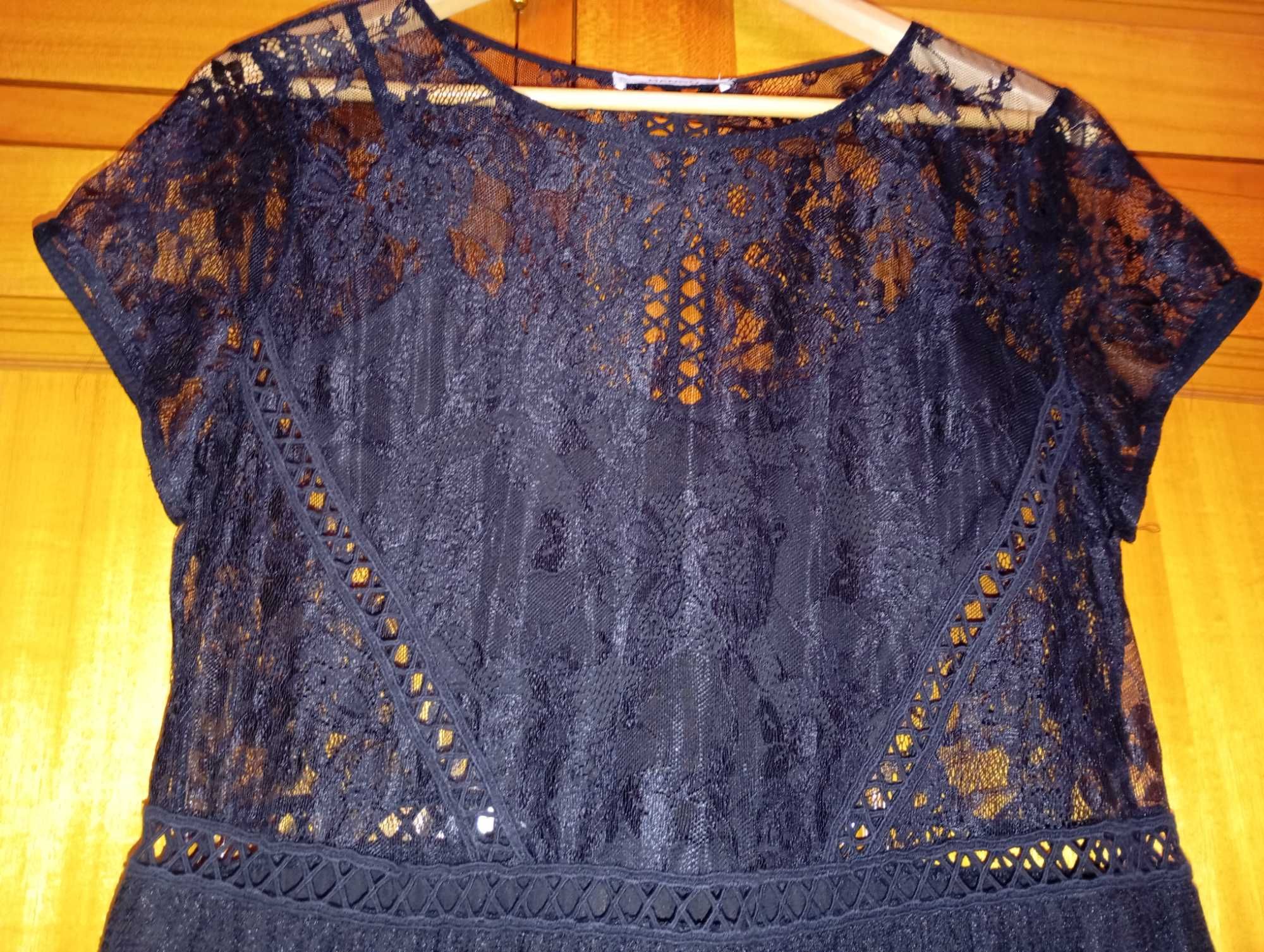 Vestido M-Mango, renda, preto