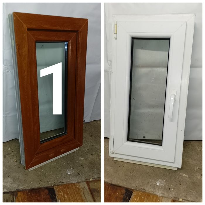 Okno 75.5x128.5 pcv orzech /biel.