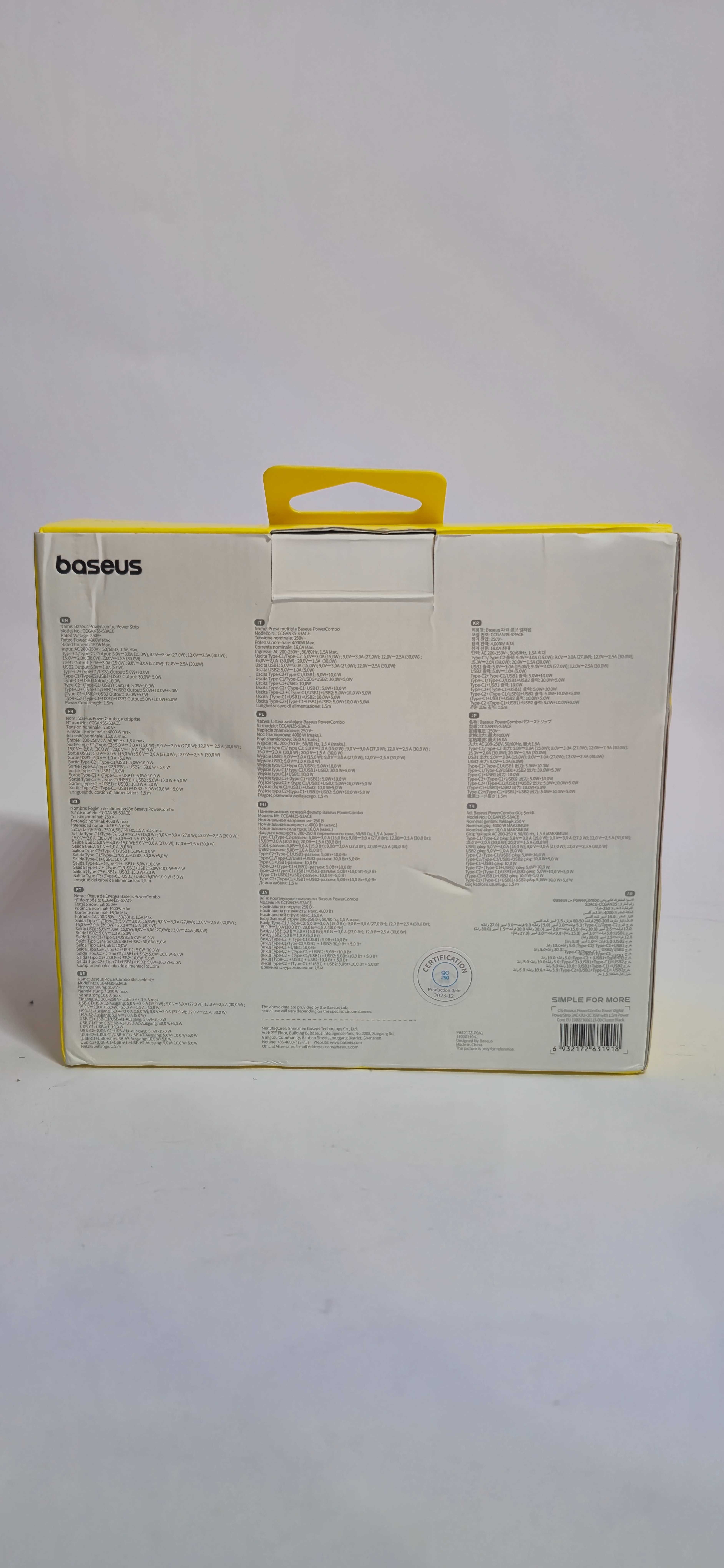 ***Baseus Listwa Zasilająca *2xUSB*2xUSB-C* Komis Easy Cash***