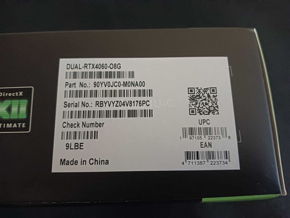 Відеокарта Asus GeForce RTX 4060 8GB DUAL з гарантією