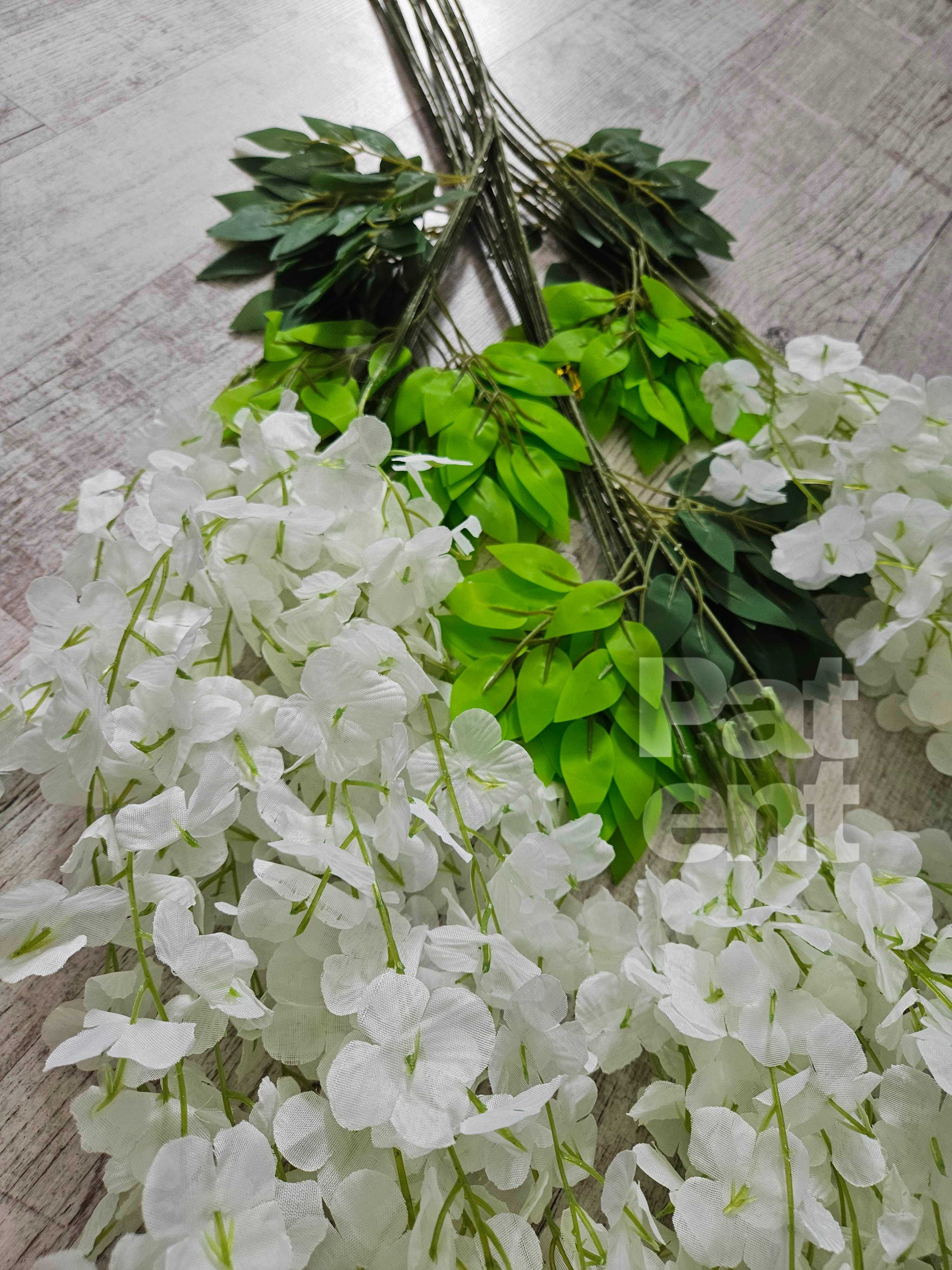 Wisteria biała jasna glicynia sztuczna girlanda dekoracja 12 sztuk